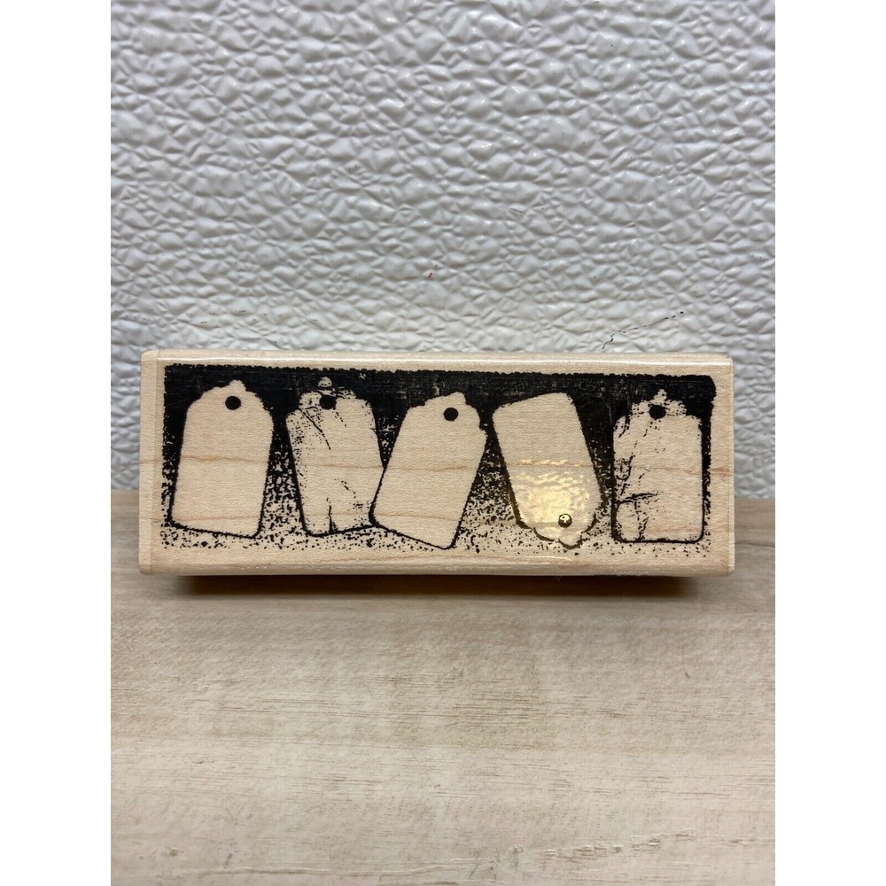 2001 Stampendous Tag Border Wood Mounted Rubber Stamp